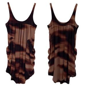 Hurley Neutral Earthtone Draped Pocket Mini Dress Witchy Goblincore Fairy Size M